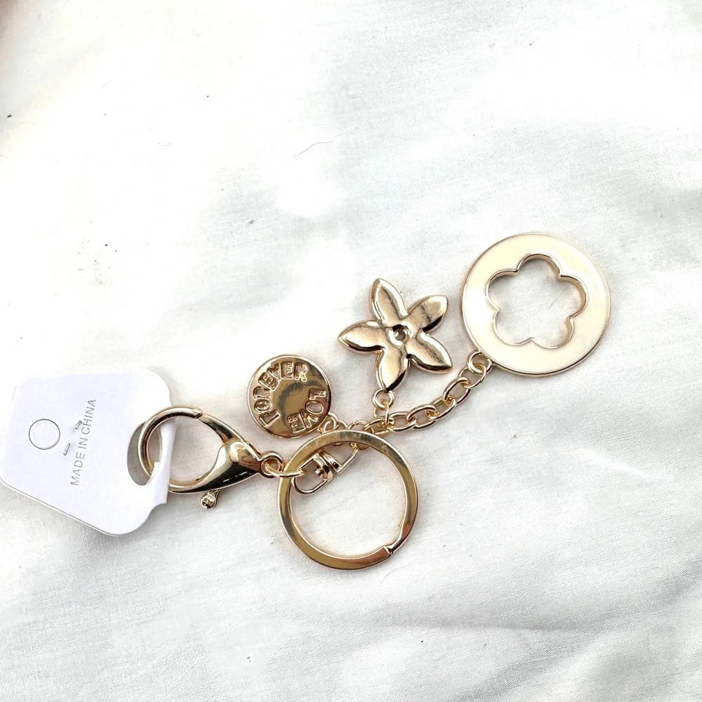 Unbranded keychain or purse charm. Gold and black. NEW.